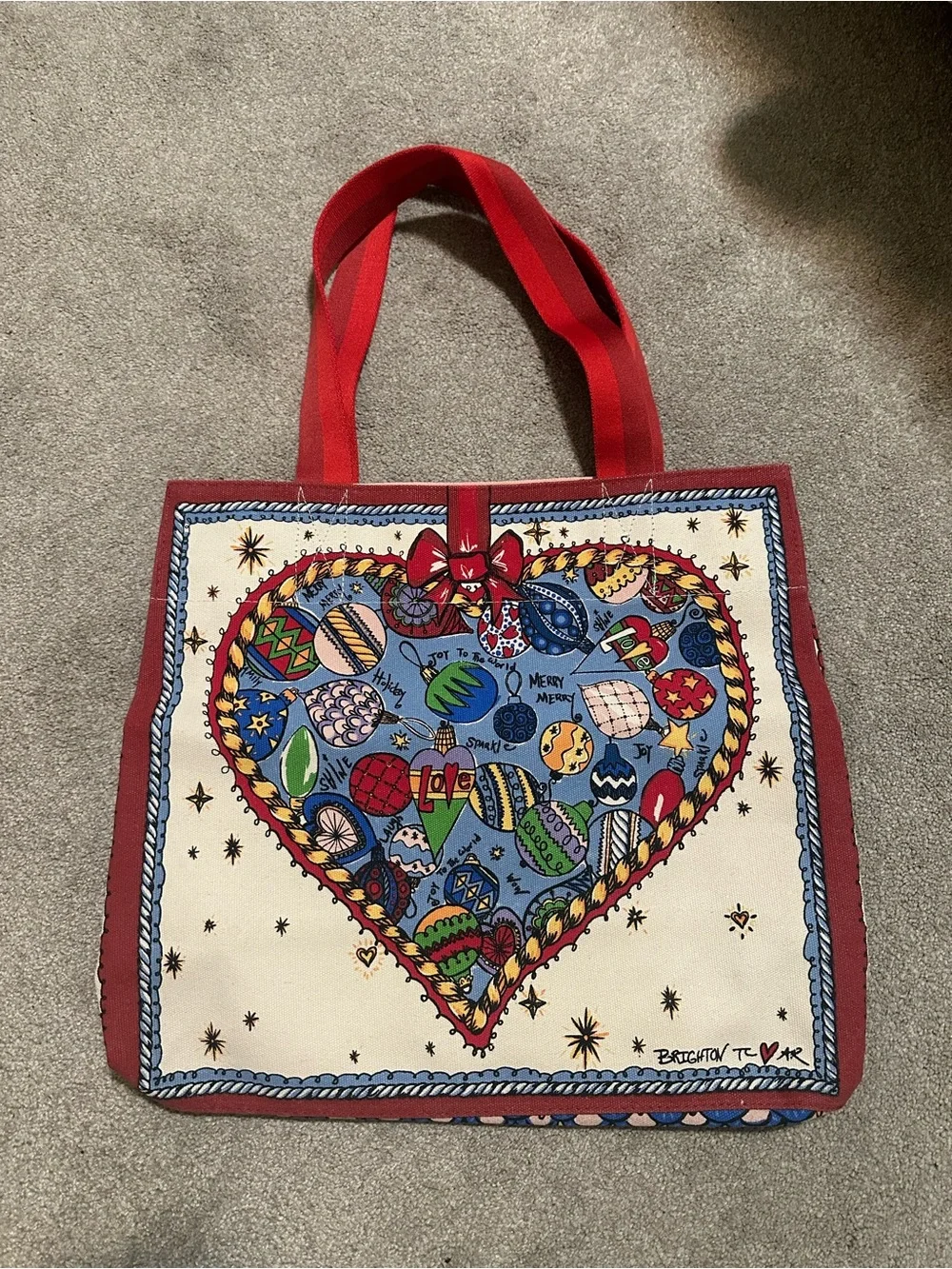 Brighton Multicolor 'Love' Canvas Tote with Red Trim